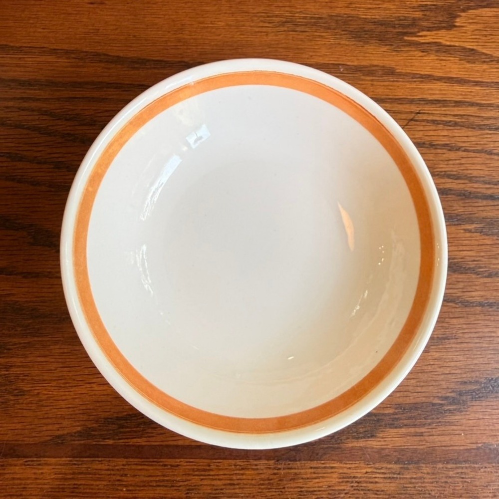 Royal China USA Cereal Bowls Set of 3 6.25in Orange White Good Vintage MCM